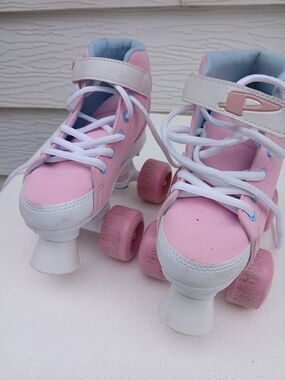 Kids Pink Roller Skates with Adjustable Straps